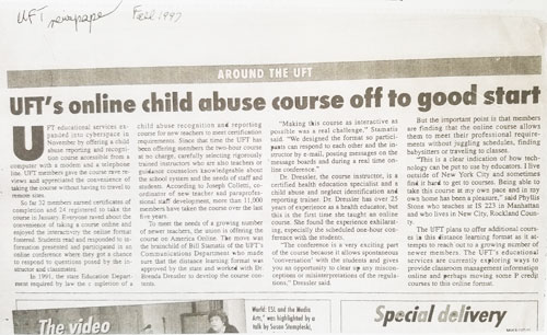 UFTs Online Child Abuse Course off to a Good Start